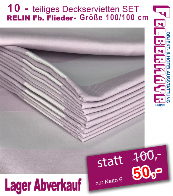 10- teiliges Mundservietten Set RELIN Fb. Flieder